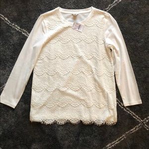 J.Crew White Lace Top XS